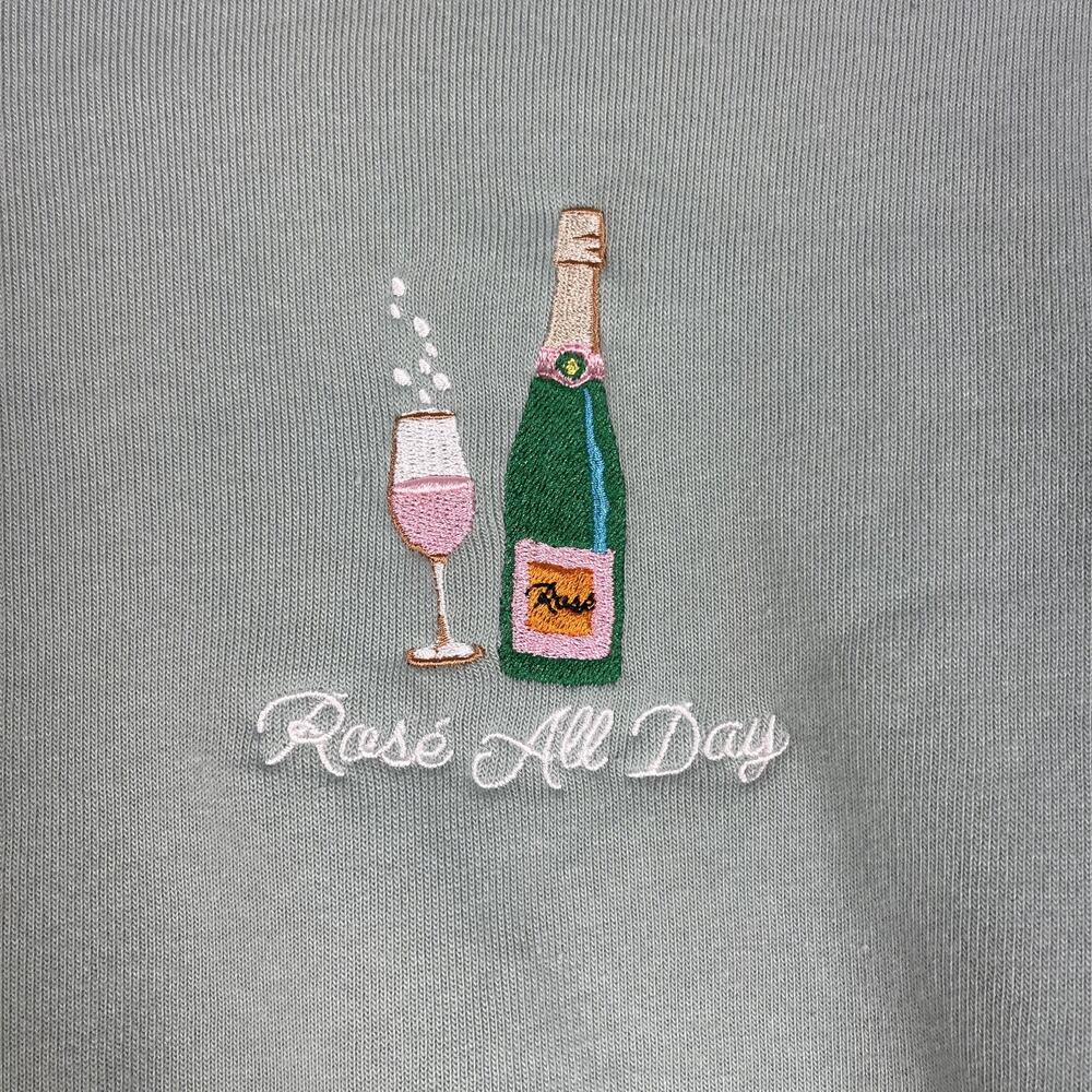 Kiel James Patrick Sweatshirt Womens XS Green Rose All Day Wine Embroidered Soft - Picture 4 of 12
